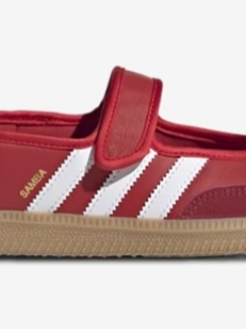 Adidas Red Samba Jane Velcro Sneaker Mary Janes White Stripes